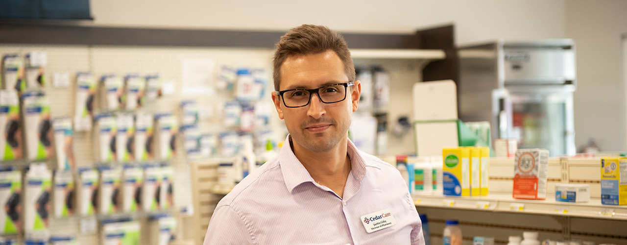 Justin Coby in pharmacy
