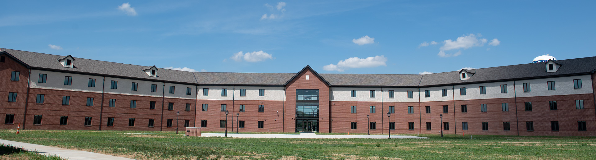 A residence hall and courtyard at Cedarville University.